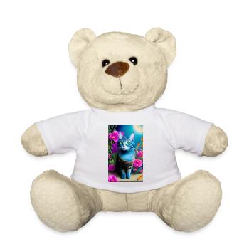 Adorable domestic short haired cat - Teddy Bear - white - Front