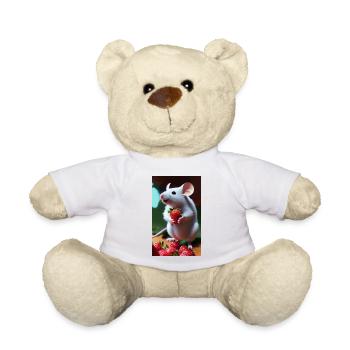 The mouse collecting strawberries - Teddy Bear - white - Front
