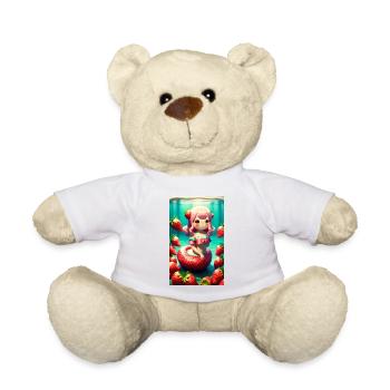 Kawaii Mermaid in a Strawberry Ocean - Teddy Bear - white - Front