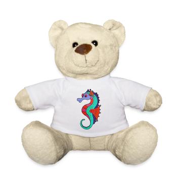 Fiery seahorse in fresh colors - Teddy Bear - white - Front