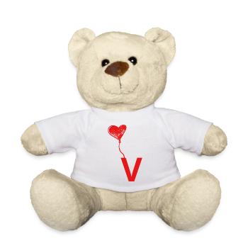 Letter v heart - Teddy Bear - white - Front