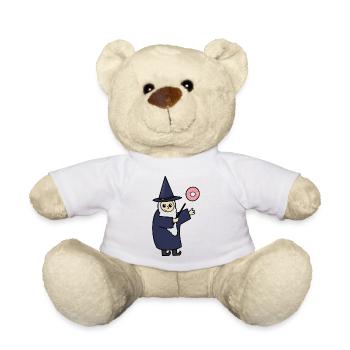 Funny Magician Wizard Donut Lover - Teddy Bear - white - Front