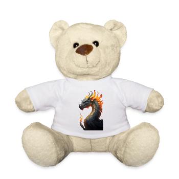 Drachenkopf mit Feuer - Teddy - Weiß - Vorne