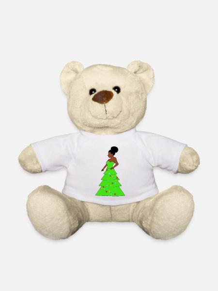 Afro Woman xmas tree, African Christmas - Teddy Bear - white