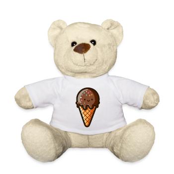 Cute Chocolate Ice Cream - Teddy Bear - white - Front