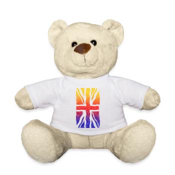 Union Jack Rainbow Distressed wave - Teddy Bear - white - Front