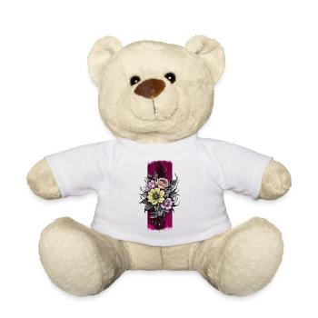 Encre de fleur : Conception de style de tatouage floral - Nounours - blanc - Devant