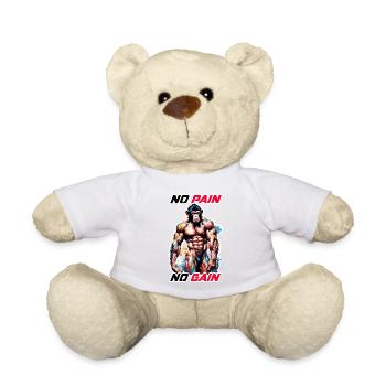 Bodybuilder / Sports / Fitness / Monkey / Muscles - Teddy Bear - white - Front