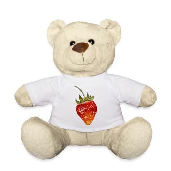 Aquarelle Fraise - Nounours - blanc - Devant