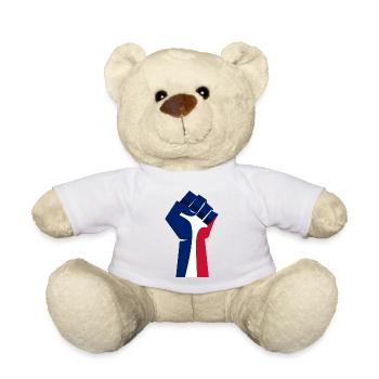 Die erhobene Faust (TriColor, Blau, Weiß, Rot) - Teddy - Weiß - Vorne