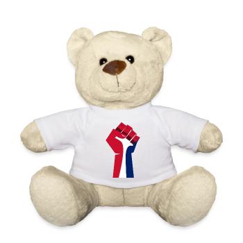 Le poing levé (rouge, blanc, bleu) - Nounours - blanc - Devant