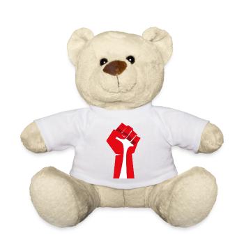 Die erhobene Faust (rot, weiß) - Teddy - Weiß - Vorne