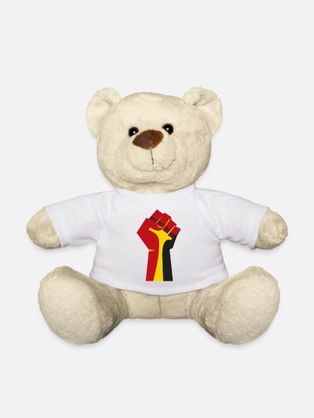 Le poing levé (rouge, jaune, noir) - Nounours - blanc