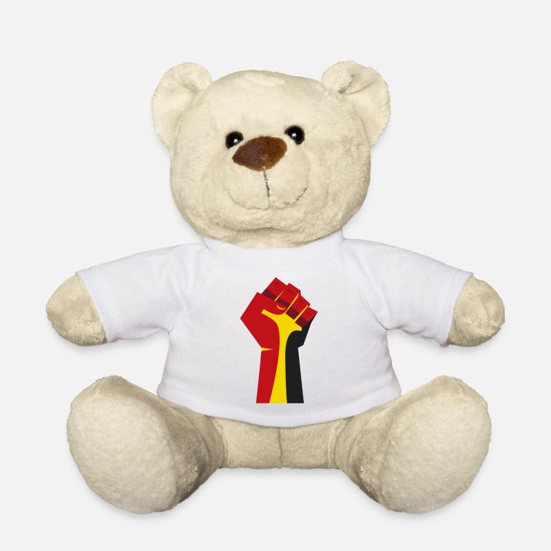 Le poing levé (rouge, jaune, noir) - Nounours - blanc