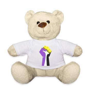 Die erhobene Faust (lila, gelb, schwarz, weiß) - Teddy - Weiß - Vorne
