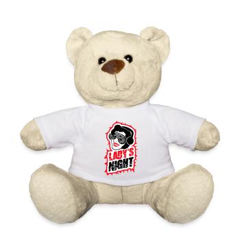 Ladies Night Fun Retro DJ Woman Face Girls Evening - Teddy Bear - white - Front
