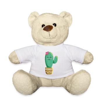 Cute Cactus with Flower - Teddy Bear - white - Front