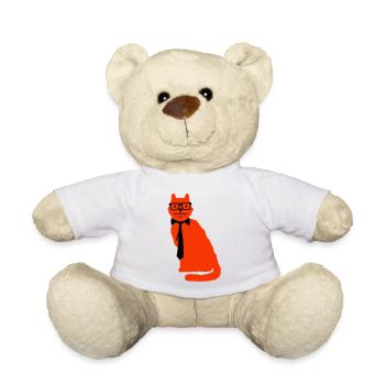 Smart Nerd Cat Horn-Rimmed Glasses Geek Tie Glasses - Teddy Bear - white - Front