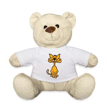 Pretty Cat Looking Happy Cheerful Smiling - Teddy Bear - white - Front