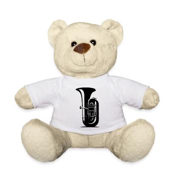 Tuba Drawing - Teddy Bear - white - Front