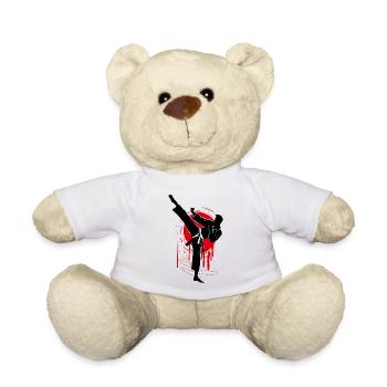 Judo Fighter Silhouette, Red Black Abstract - Teddy Bear - white - Front