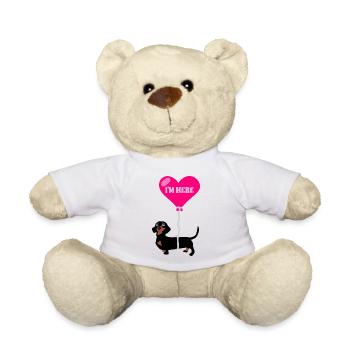 Helium Sausage Dog - Teddy Bear - white - Front