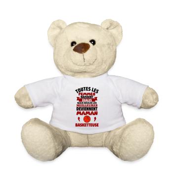 Cadeau Fête des Mères - Maman Basketteuse,basket - Nounours - blanc - Devant