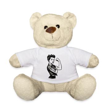 Strong Woman GRL PWR Rockabilly Biceps Arm Gift - Teddy Bear - white - Front