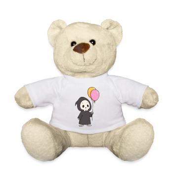 Mignon Faucheur avec des ballons - Design d’humour noir - Nounours - blanc - Devant
