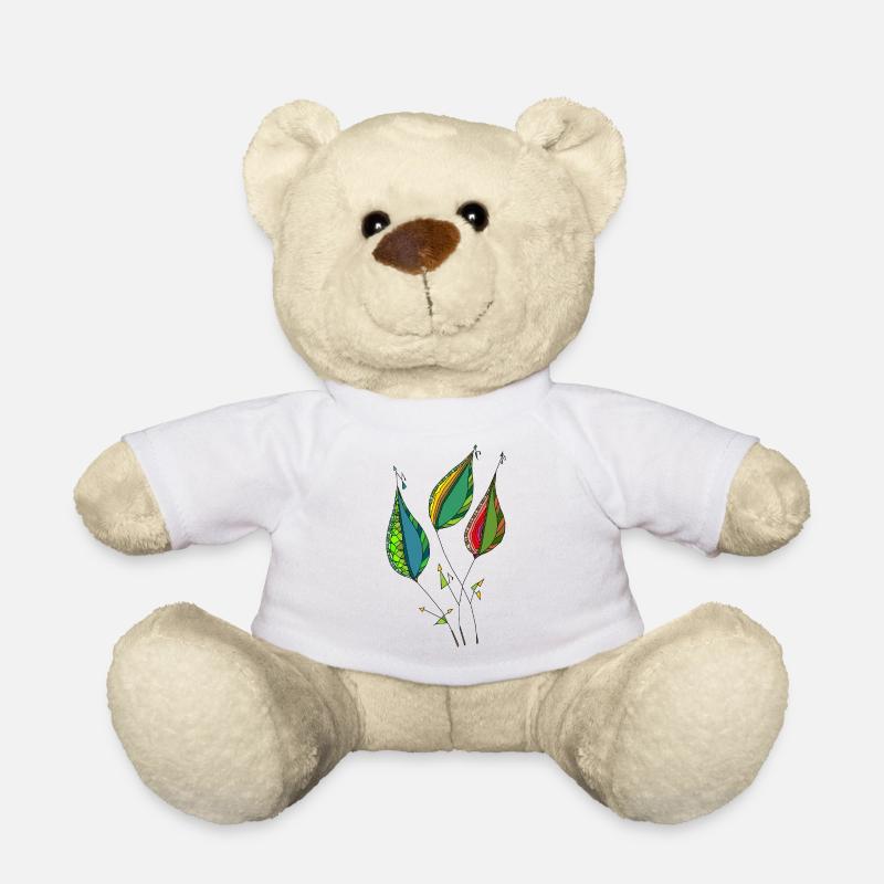 Abstrakte Blätter - Teddy - Weiß