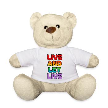Regenbogen Retro Leben und Leben lassen Typografie - Teddy - Weiß - Vorne