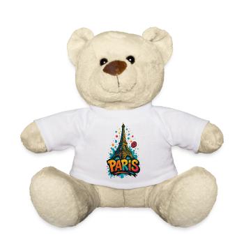 Paris Eiffelturm Shirt – Graffiti Street Art Style - Teddy - Weiß - Vorne