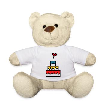 GÂTEAU. HAPPY BIRTHDAY. JOYEUX ANNIVERSAIRE - Nounours - blanc - Devant