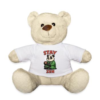 Panda Mönch mit Tee und Stay Zen Schriftzug - Teddy - Weiß - Vorne
