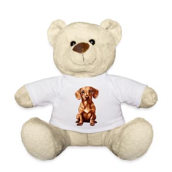 Teckel mignon avec de grands yeux - Nounours - blanc - Devant