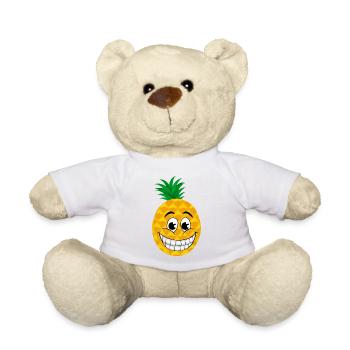 Cheerful cartoon pineapple sweet tropical fruit summer - Teddy Bear - white - Front