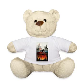 Dark city with tentacle spider in fire - Teddy Bear - white - Front