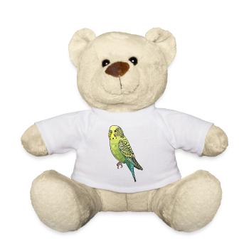 Virale Wellensittichillustration - Teddy - Weiß - Vorne