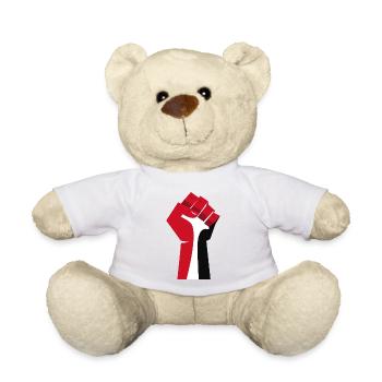 Die erhobene Faust (rot, weiß, schwarz) - Teddy - Weiß - Vorne