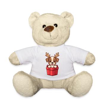Surprise Pup – Dog in Christmas Gift - Teddy Bear - white - Front