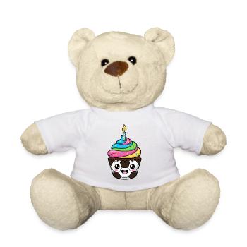 Funny Soccer Cake Cartoon Design - Teddy Bear - white - Front