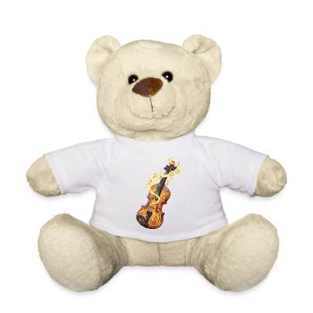 Golden Violin with musical notes - Teddy Bear - white - Front
