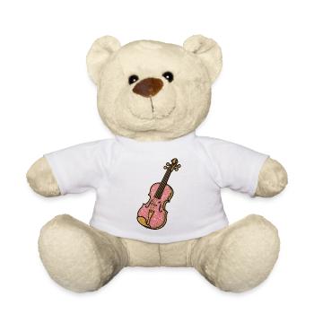 Pink Glitzer Violine | Erste Geige im Orchester - Teddy - Weiß - Vorne