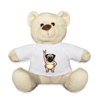 Cooler Mops Musiker Rockband Sonnenbrille Feier - Teddy - Weiß - Vorne