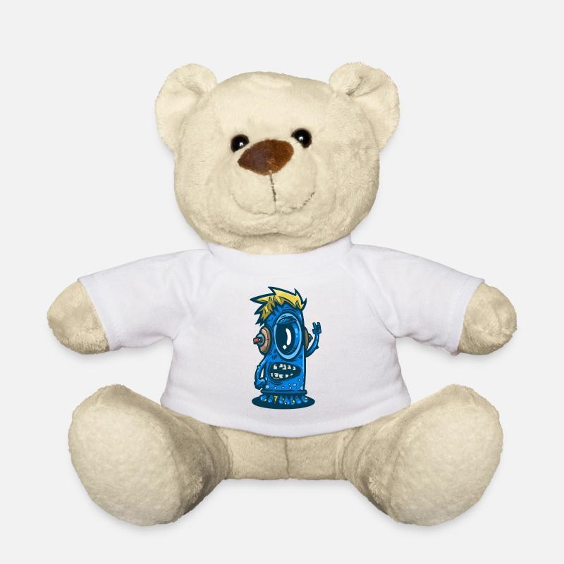 Blue Monster mit Kopfhörern - Teddy - Weiß