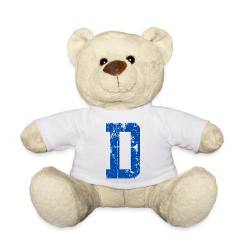 Lettre d sport rétro  - Nounours - blanc - Devant