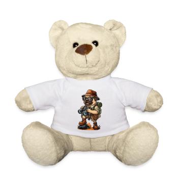 Funny Pug Explorer Hiking Camping Adventure - Teddy Bear - white - Front