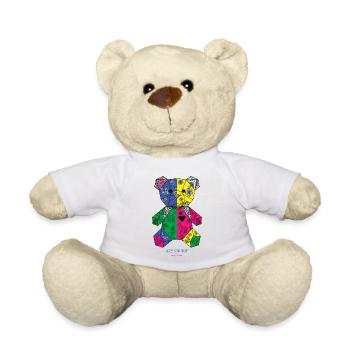 Geometric Floral Teddy Mosaic - Teddy Bear - white - Front