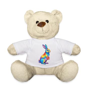Aquarelle Pop Art Arc-en-ciel de lapin coloré - Nounours - blanc - Devant