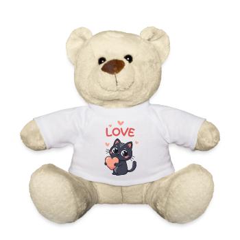 Chat Kawaii Coeur Rosé Love - Nounours - blanc - Devant